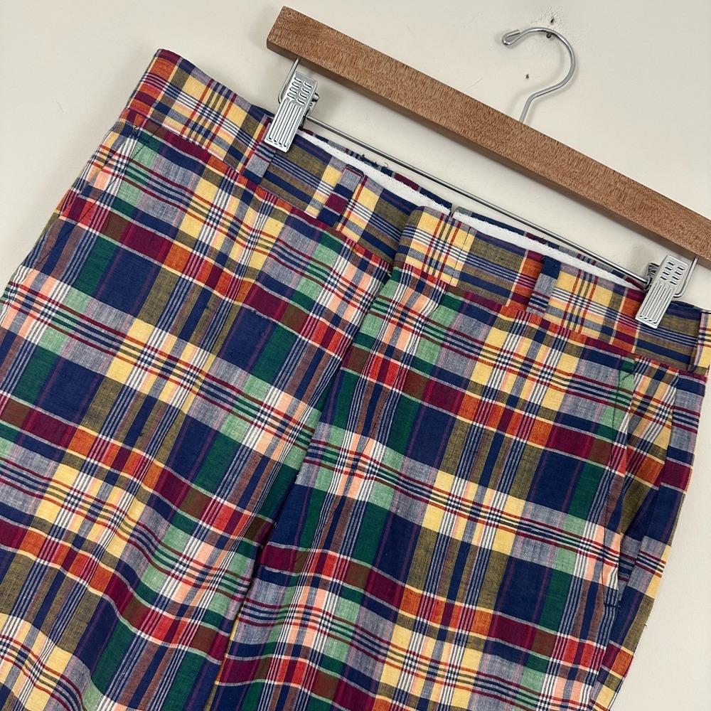 Vintage Corbin Pit Loom Madras Trouser Pants Multicolor Plaid Straight Men 33x30